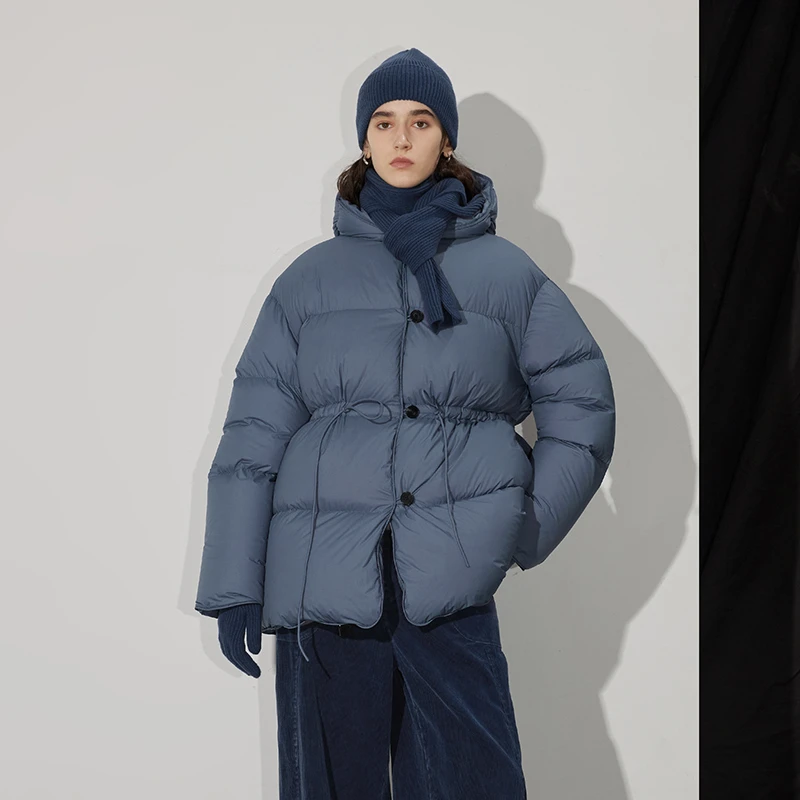 半圆超轻保暖尼龙女装短款[运动]冬季抽绳羽绒服女D24404522