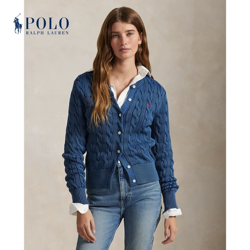 Ralph Lauren拉夫劳伦女装 25春修身版绞花编结棉开襟衫211955325