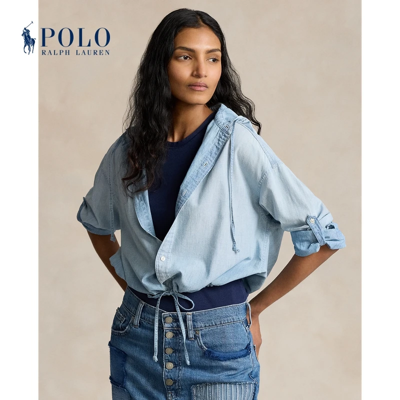 Ralph Lauren拉夫劳伦女装 经典宽松版棉青年布连帽衬衫211935151