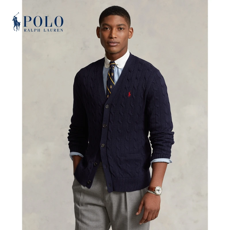 Ralph Lauren拉夫劳伦男装 经典款绞花编结针织开衫毛衣710890548