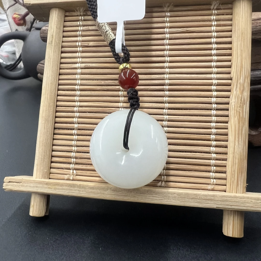 【山东省中鉴文物新疆和田玉】00962-19 Q手工和田玉平安扣吊坠挂件