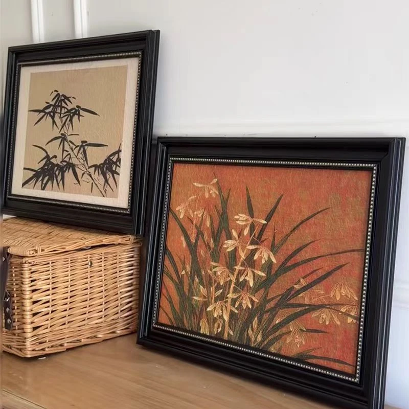 法式中古风墨竹复古装饰画竹子报平安背景墙壁画餐厅卧室画4060*2