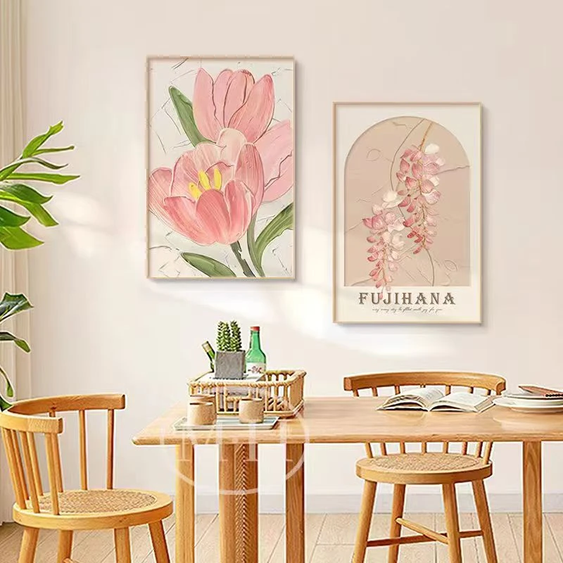 手工砂岩铃兰郁金香肌理画适合客厅餐厅卧室的挂画简约4060*2