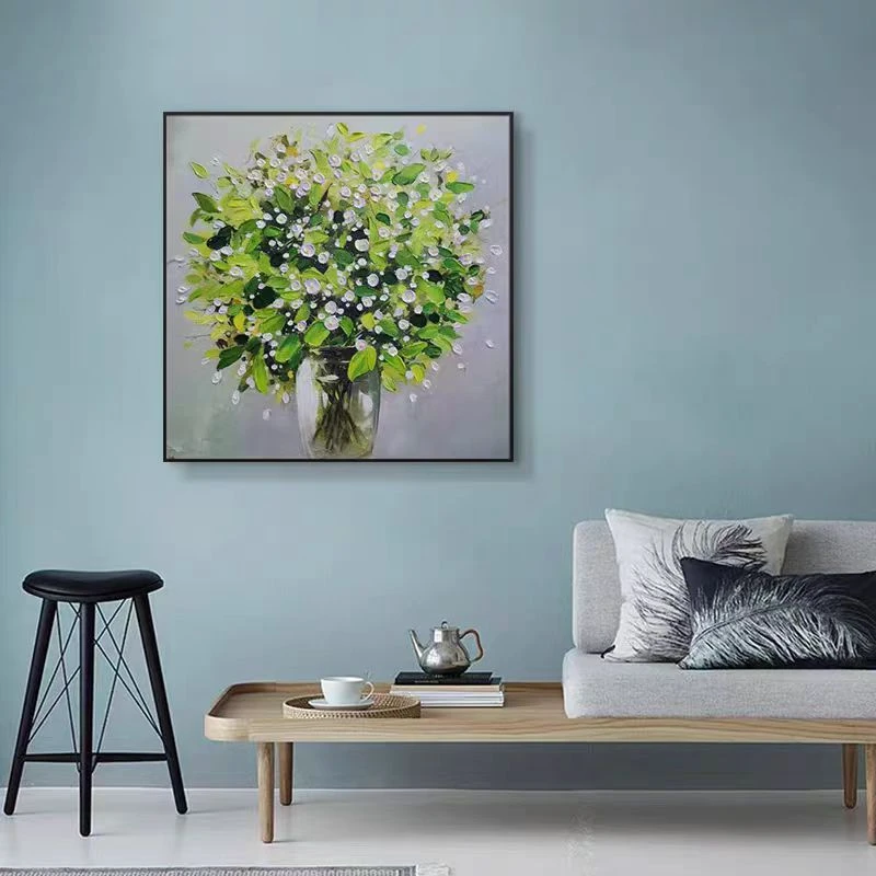 砂岩厚油肌理画装饰画轻奢防水风格艺术卡通现代幸福花砂岩6060