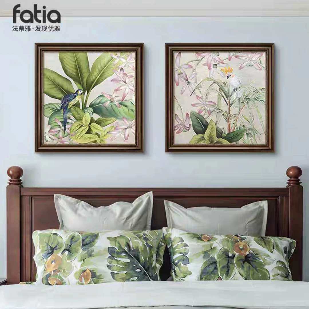 卧室画床头挂画植物花卉主卧装饰画女孩房床头画背景墙装饰5050*2