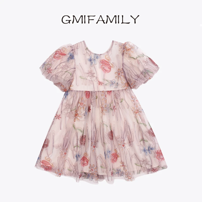 吉米【烂缦夏花】2025夏季新款女童碎花连衣裙公主裙泡泡袖儿童裙子