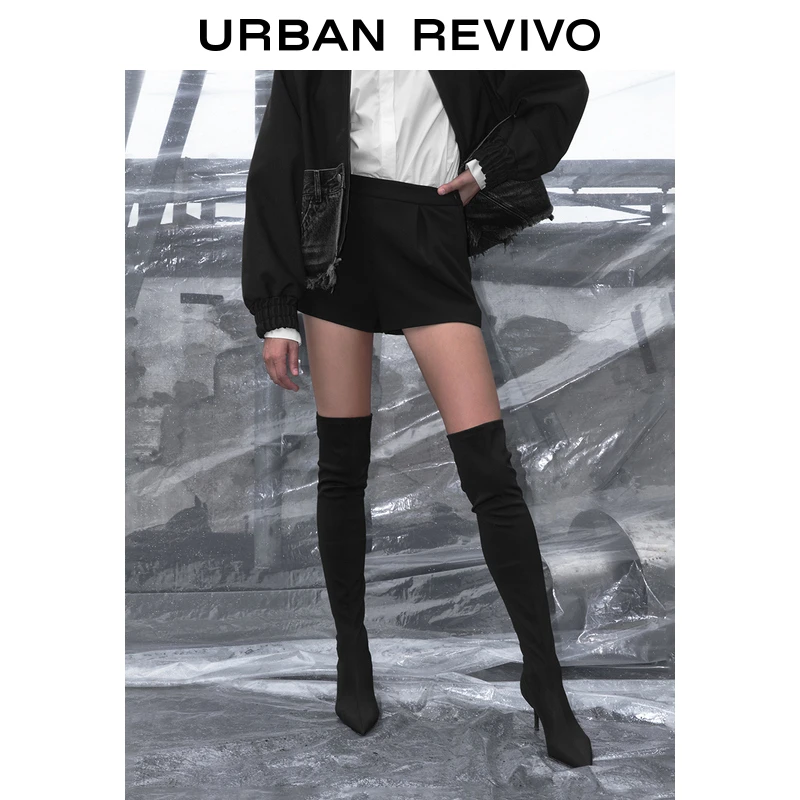 【UR设计师系列】UR2024冬季新款女装气质褶裥短裤UWA640008