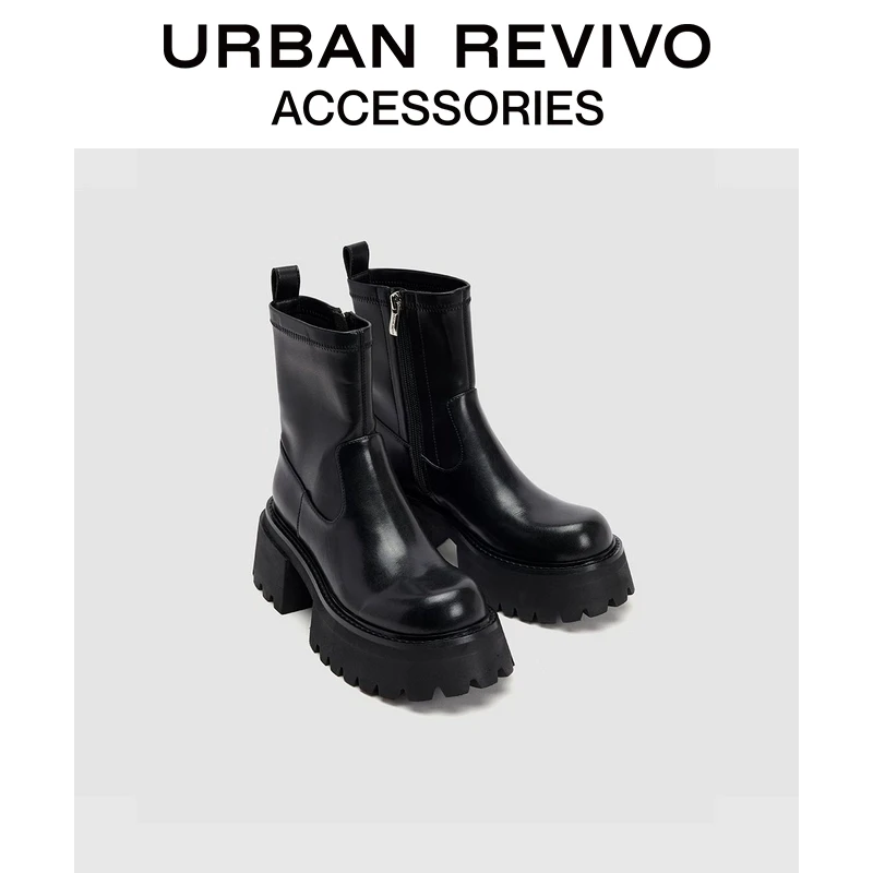 URBAN REVIVO女士时尚百搭厚底短靴UAYS40036