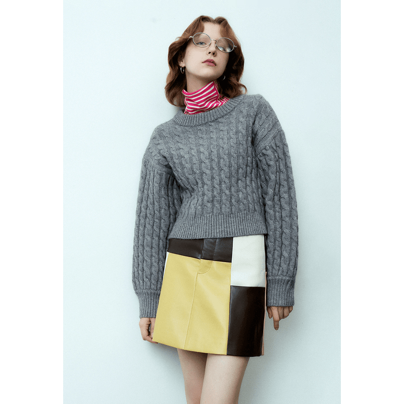 UR秋冬新款女时尚休闲基础百搭肌理感小小织针织衫UWU930081