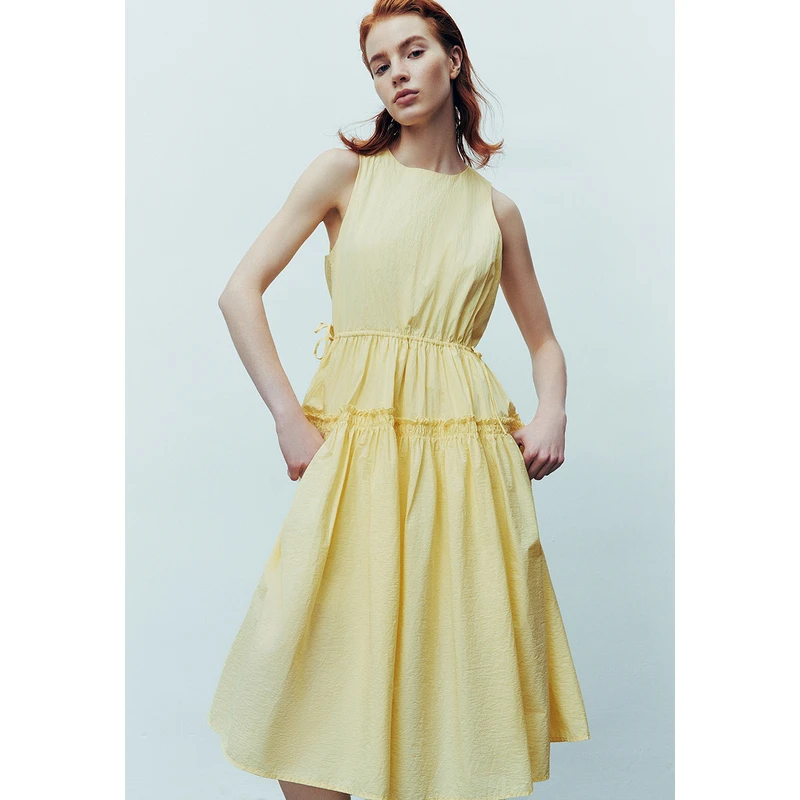 UR女装多巴胺元气木耳边缩褶连衣裙UWU740113