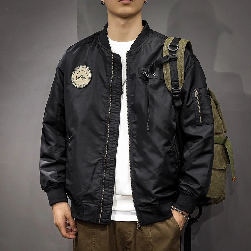 普丹希斐秋季痞帅飞行员男士夹克美式潮牌休闲外套新款宽松棒球服