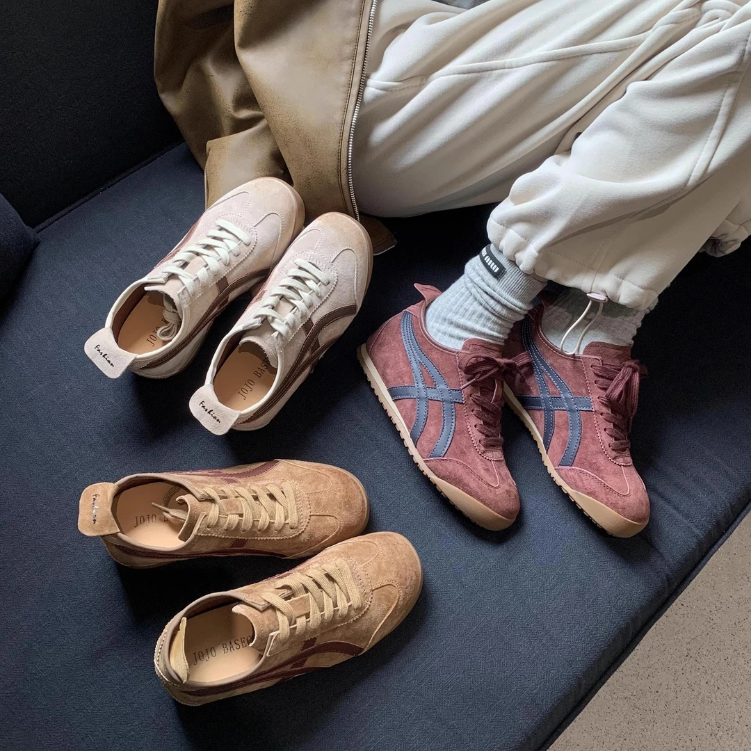 内增高厚底德训鞋女2024新款美式复古森系休闲真皮美拉德百搭板鞋