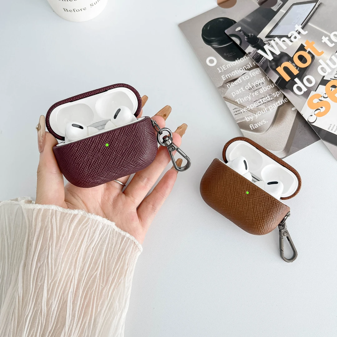 airpodspro2保护套苹果耳机airpods3十字纹1代皮套防摔2代高档