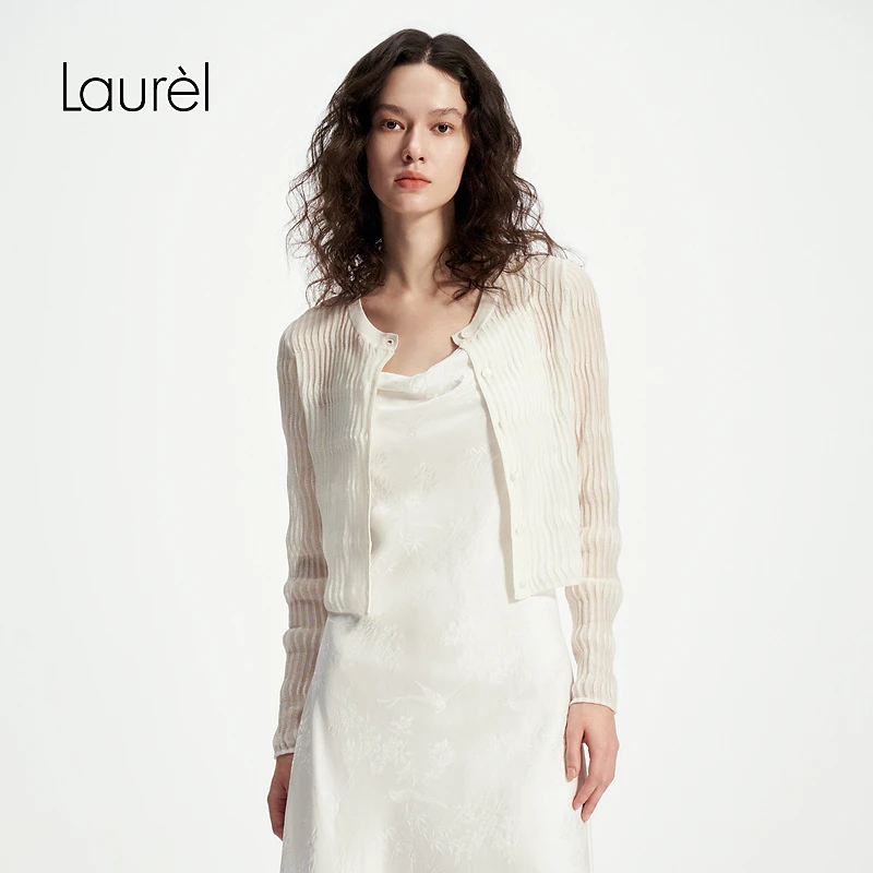 Laurel劳芮25春新款波浪肌理微透小开衫女LWD361M00400