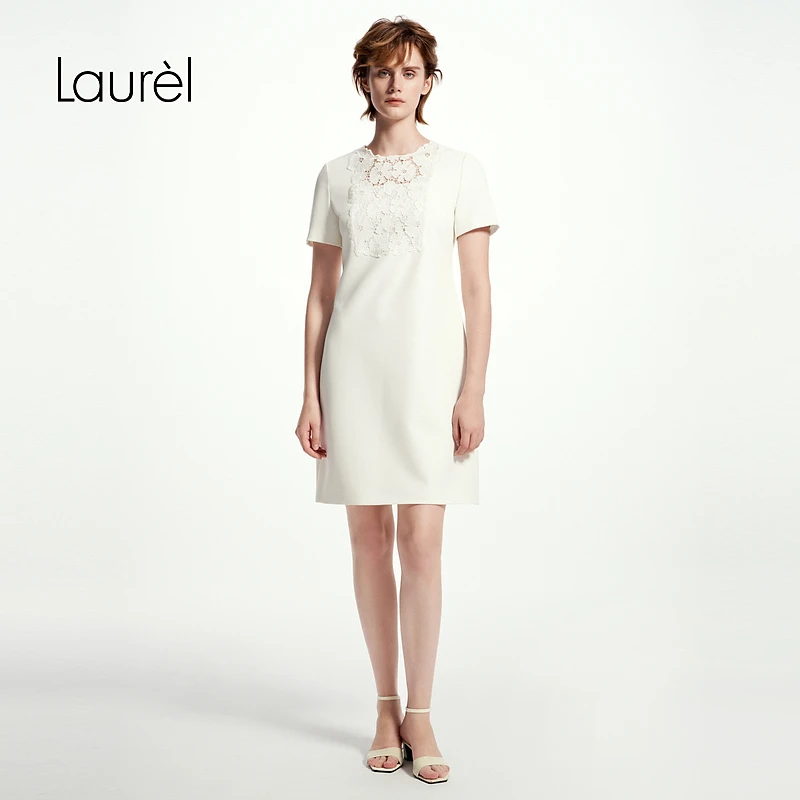 Laurel劳芮25春新款木棉花镂空A字连衣裙LWD361Y01100