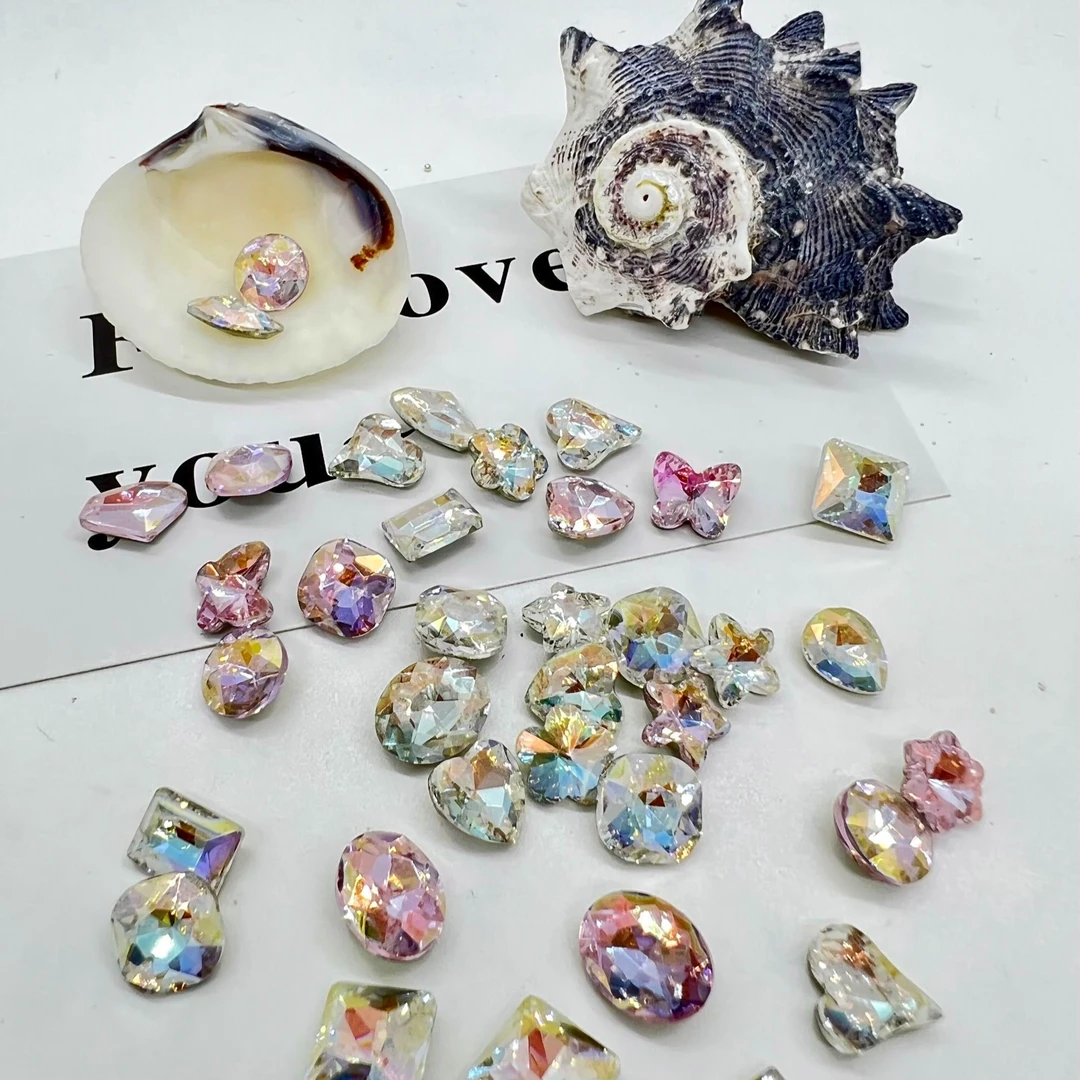 LY【星空双拼】中号混装DIY美甲饰品钻超闪镀底透亮K9水晶玻璃