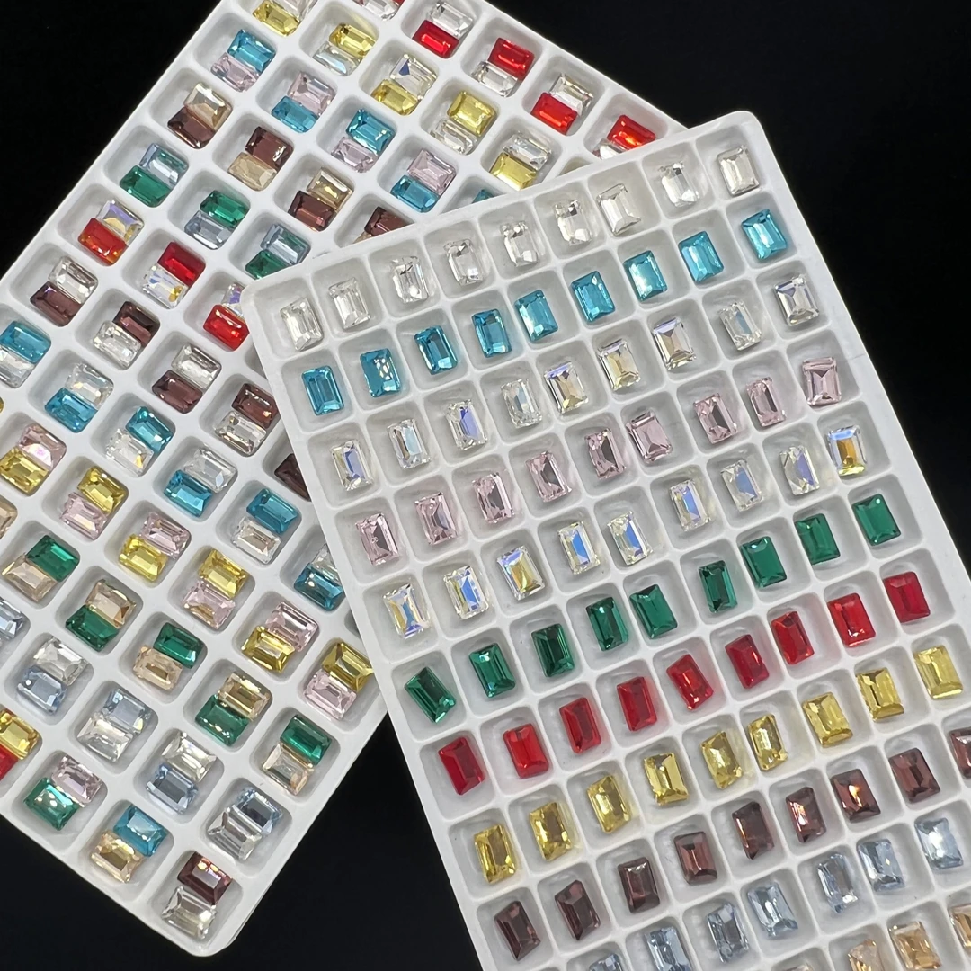 LY【4*6冰糖混色】50颗超闪尖底美甲钻爆闪彩色小号方形K9水晶玻璃