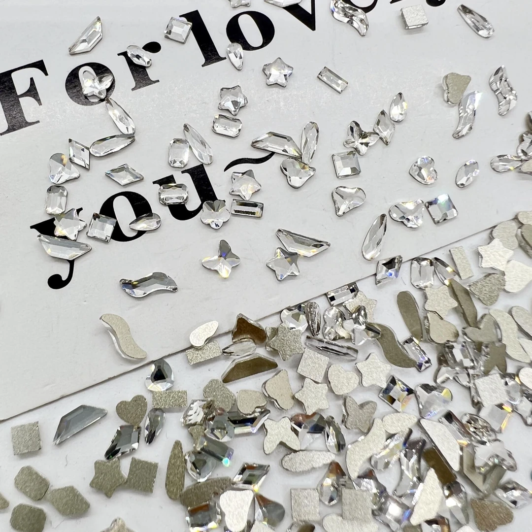 LY【迷你透白平底异形钻混装】 平底钻镀底奢华DIY超闪指甲钻美甲钻