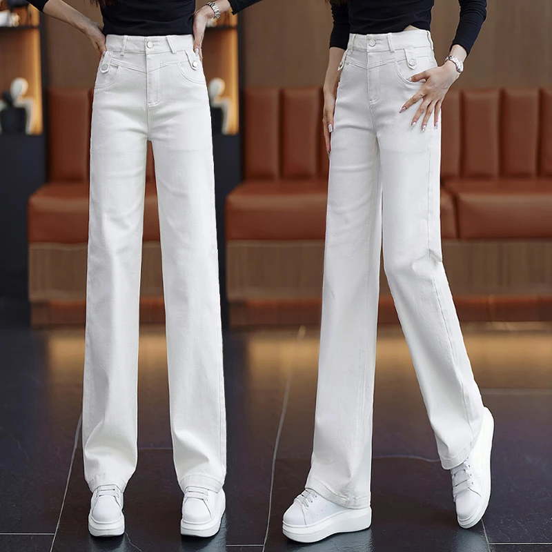 直筒牛仔裤女2025秋季新款高腰显瘦微喇垂感长裤子休闲阔腿裤女孩