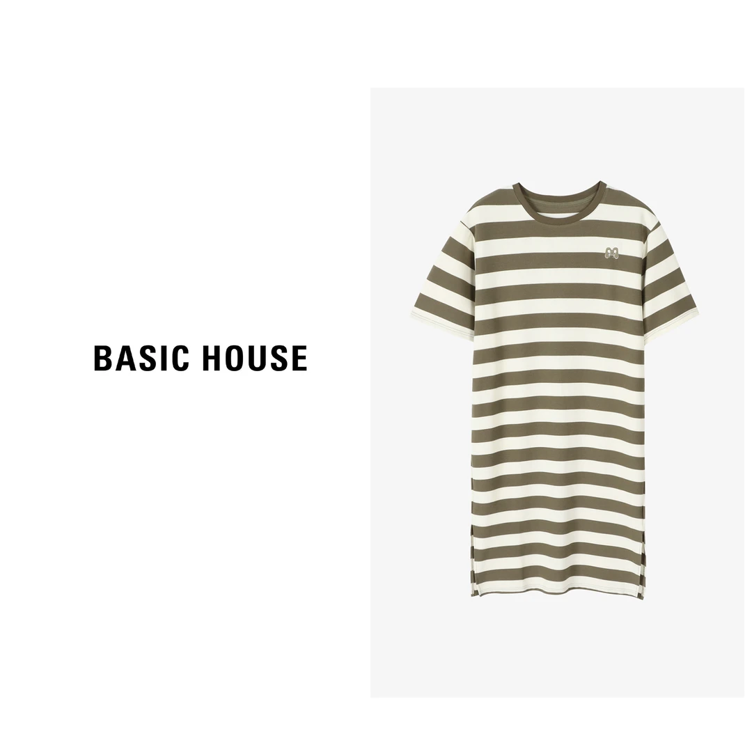 Basic House/百家好夏撞色条纹撞色休闲宽松H型长裙-B0624A5B592
