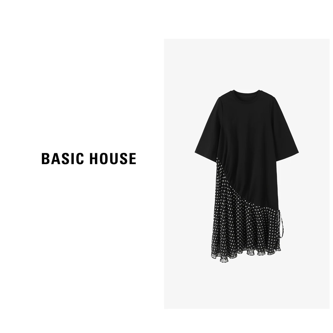 Basic House/百家好女装宽松连衣裙蕾丝印花长裙-B0624E5I792
