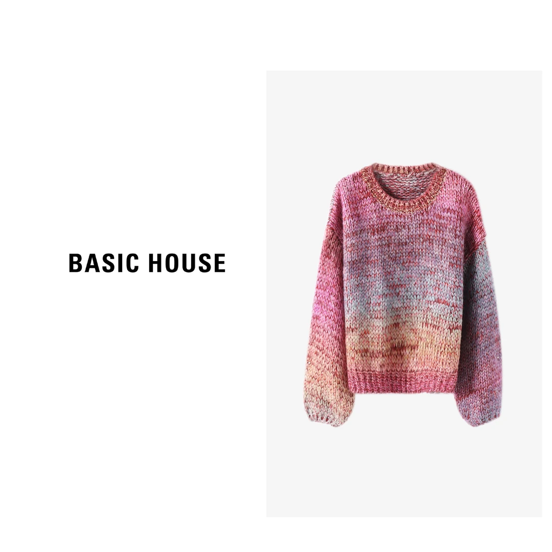 Basic House/百家好Q 舒适休闲时尚长袖针织衫毛衣-B0623H5L752