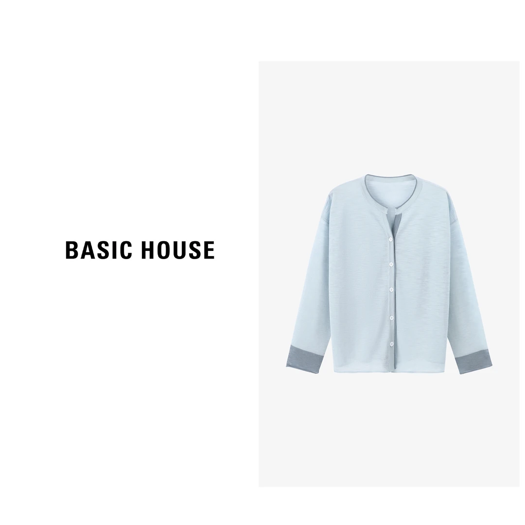 Basic House/百家好女装撞色百搭休闲长袖针织衫-B0624E5A112