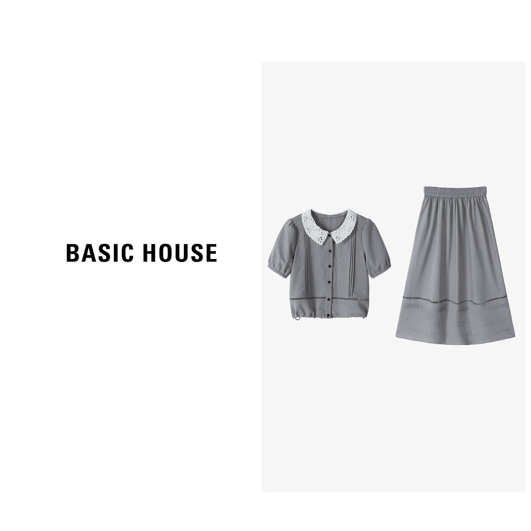 Basic House/百家好夏季新款上衣+半裙套装-B0624A5E552