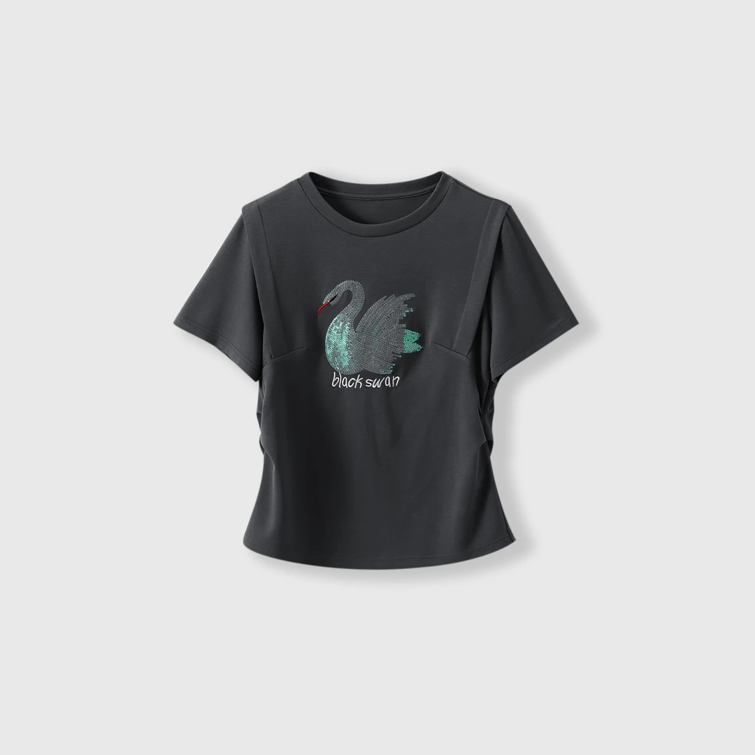 Basic House/百家好女士亮片短袖t恤设计感小众上衣夏B0623B56922