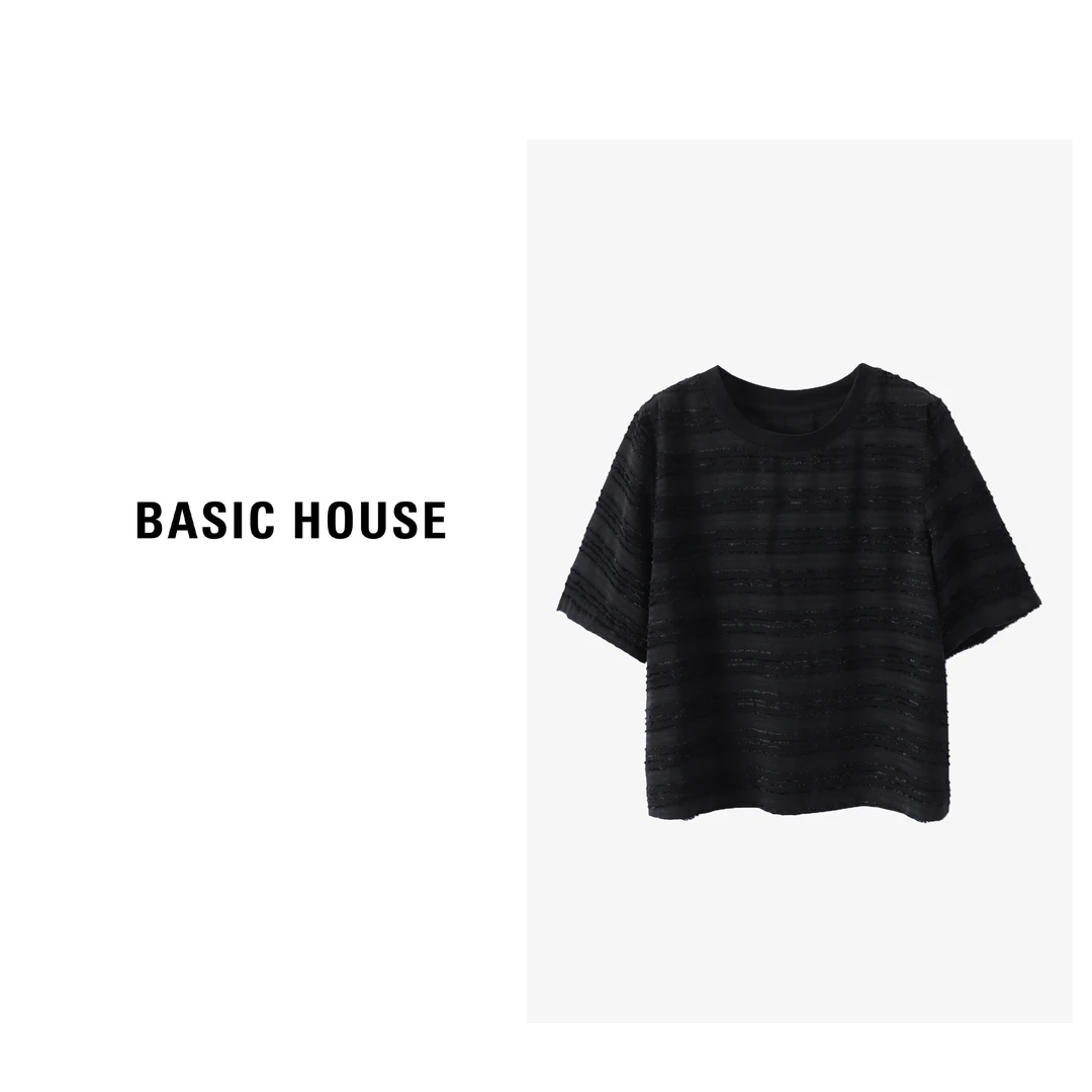 Basic House/百家好BH （新）圆领夏季透气针百搭T恤-B0633B5A762
