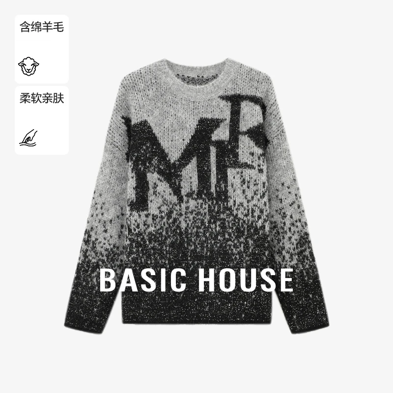 Basic House/百家好秋冬女士圆领针织毛衣长袖毛衣-B06245S1512