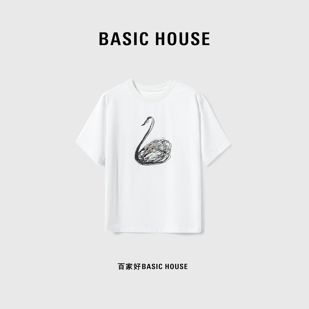 Basic House/百家好女士春夏圆领印花短袖时尚休闲T恤B0623B51062
