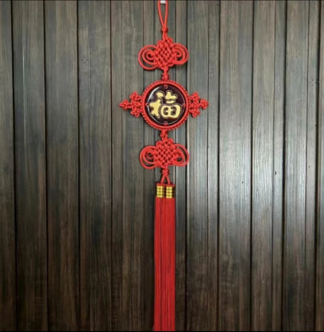 2025小福挂桃木中国结挂件乔迁新房客厅高档桃木福字电视-3
