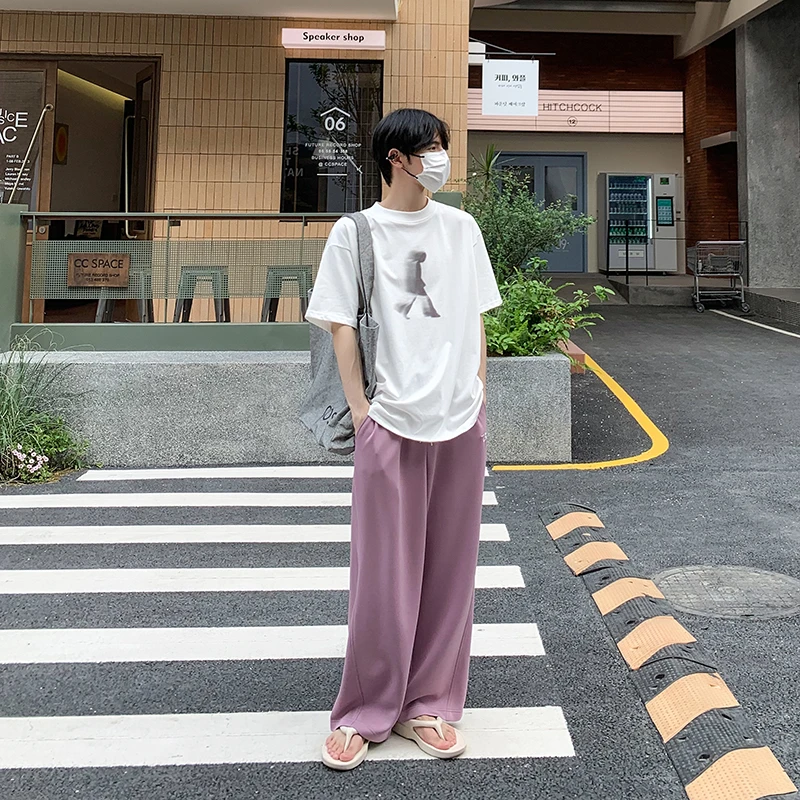 白口阳【安第斯山脉】韩风纯色运动拖地卫裤百搭直筒休闲裤KK547