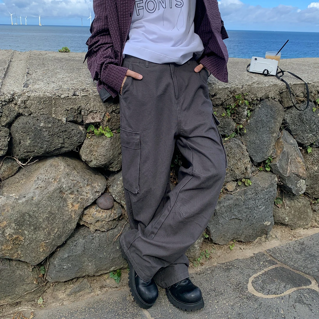 白口阳【第五大道】韩版宽松休闲青少年长裤子新款直筒工装裤K6002