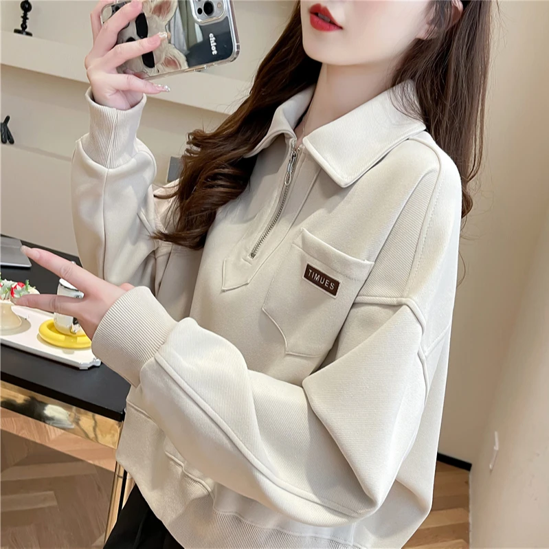 早秋半拉链春秋薄款卫衣女2025新款爆款春秋季小个子短款上衣外套