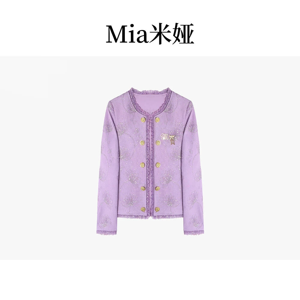 米娅 春季新款流行时尚气质小香风上衣洋气粗花呢外套女 DY5405