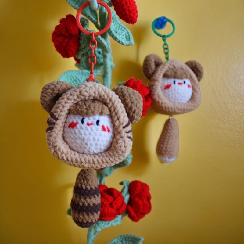 【78】钩织成品小浣熊团子成品手工钩织可爱挂件毛线编织钥匙扣