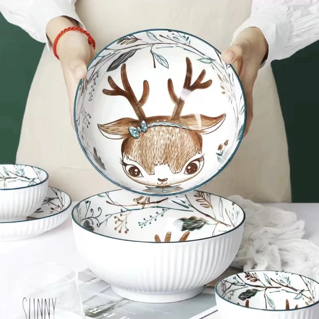 【展会破价】多彩鹿8英寸汤碗2支装（直径20cm高8.5cm）