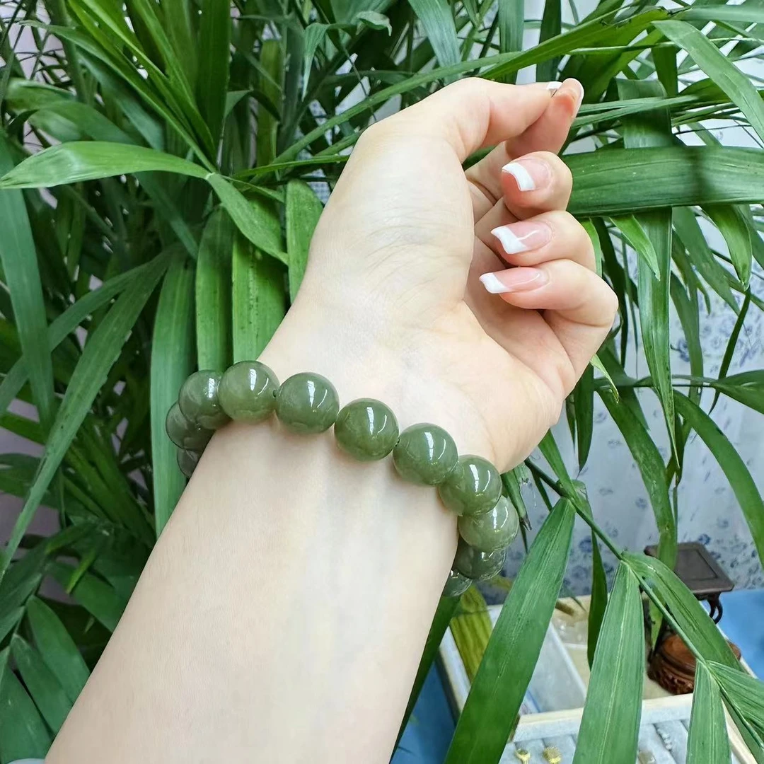 新疆和田玉手串，卡12mm