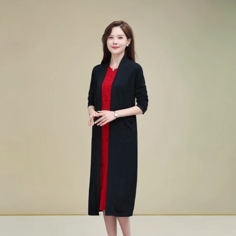 中长款纯色时尚百搭针织外搭