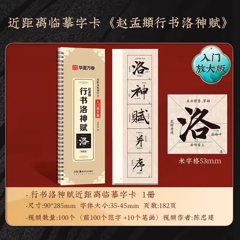 【小马恋字】赵孟頫行书洛神赋近距离临摹字卡 初学行书入门字帖格