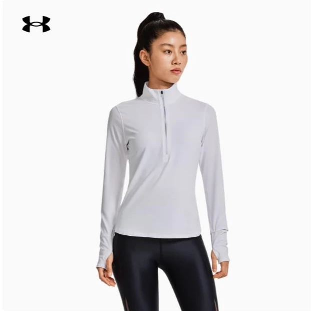 安德玛 1379349-203 秋冬Qualifier女子1/2拉链跑步运动长袖T恤