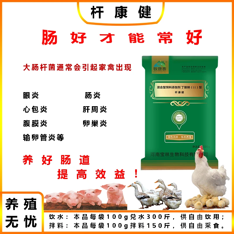 锦森云牧杆康健添加剂丁酸钠调整肠道菌群白痢气囊炎腹膜炎浆膜炎