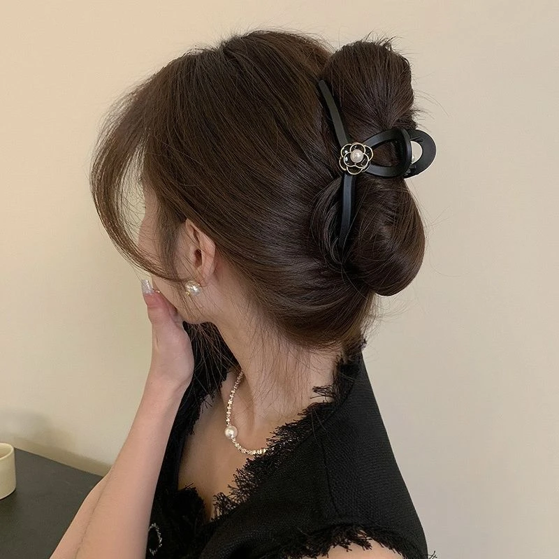 非金属亚克力发饰 抓夹山茶花发夹后脑勺高级感鲨鱼夹女头饰夹子
