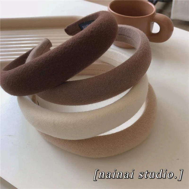 温柔色系发箍~布料超舒服的海绵增高头箍ins韩国棕色发饰女压发箍