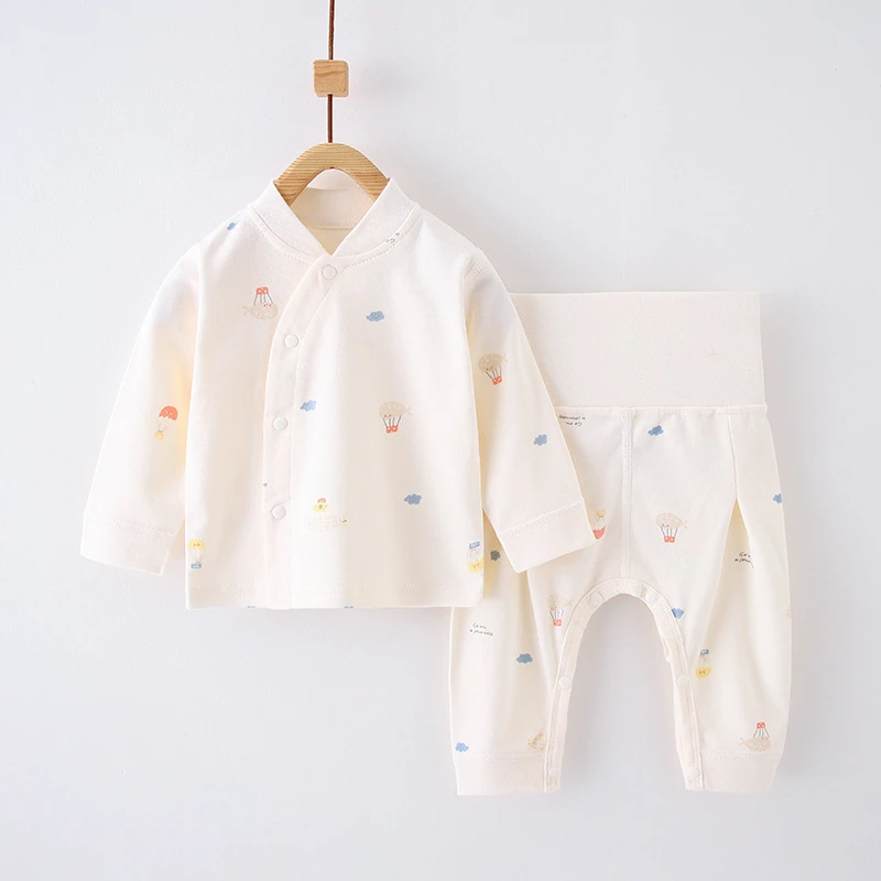 春秋季新生儿衣服高腰护肚宝宝秋衣秋裤套装纯棉无骨儿童打底内衣