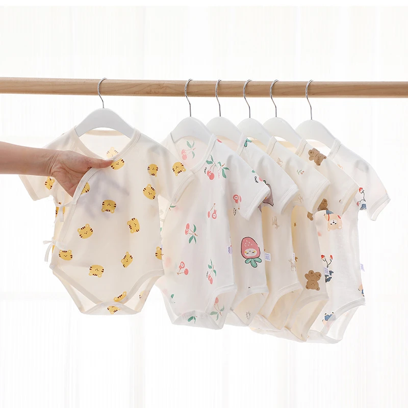 夏季婴儿包屁衣纯棉新生儿衣服空调服无骨睡衣宝宝三角哈衣超薄款