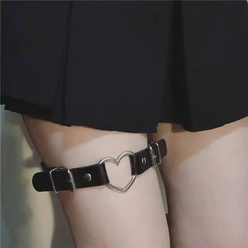 爱心腿环女亚文化y2k大腿链配饰身体链朋克项圈颈带choker腿饰