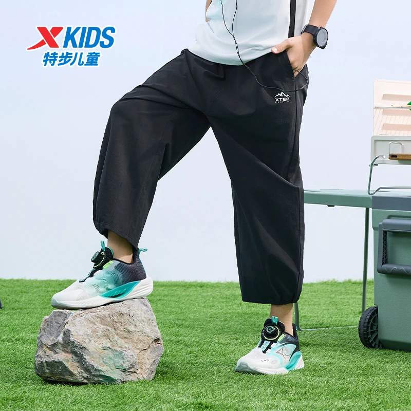 特步儿童冬季薄款九分裤大童时尚户外百搭梭织运动裤676126449145